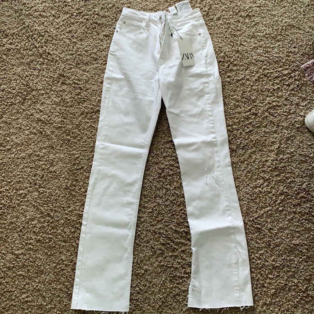 Zara Slim Flare White Jeans